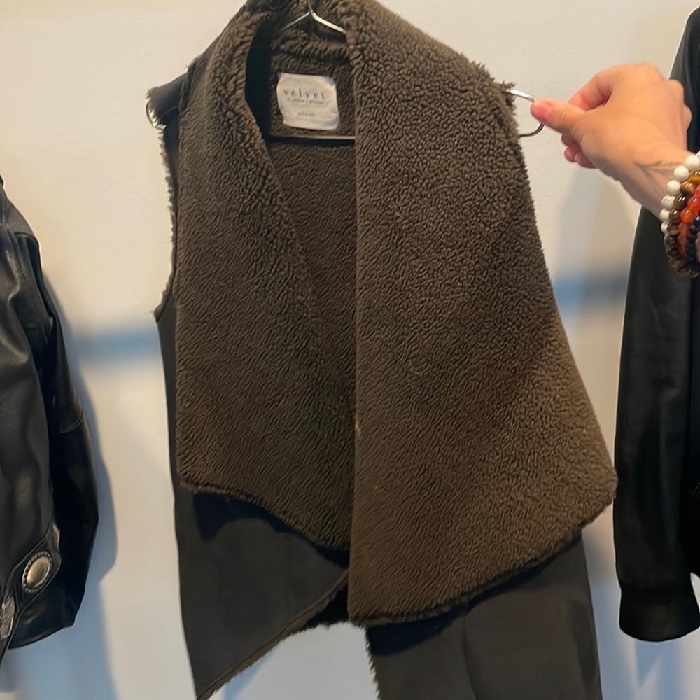 Velvet by Graham & Spencer brown shearling faux suede vest